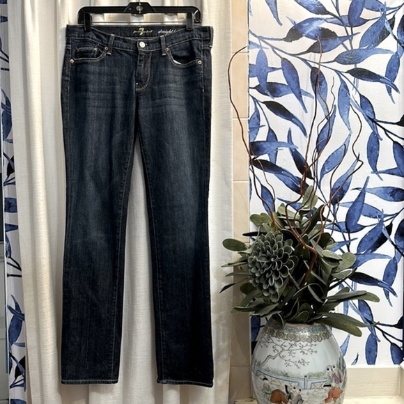 Womens 7 For all Mankind Straight Leg Denim Blue Jeans Size 30 - Picture 1 of 9